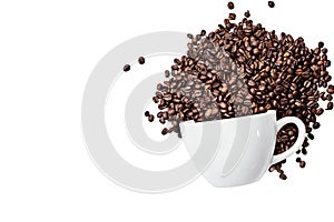 Isolated Coffee Bean Spilling from Cup