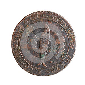 Isolated coin - British Token from Cornwall, 1811 photo