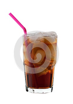 Isolated Cola with Ice, Straw