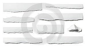 Isolated collection of ragged white paper pieces