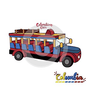 Isolated colombian chiva bus photo