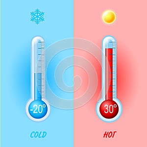 Isolated color logo thermometer icons on background. Vector weather infographics