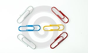 The isolated color paper clips