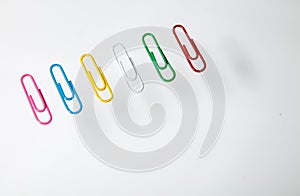 The isolated color paper clips