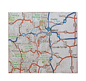 Isolated Colorado Map Highways Topography