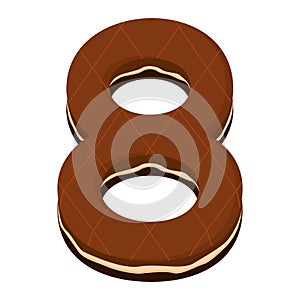 Isolated colored cookie candy number 8 Typography Vector