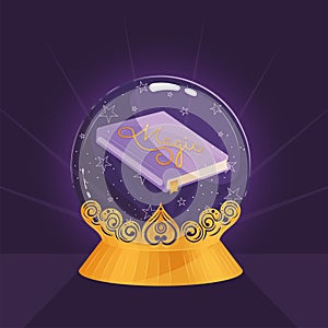 Isolated colored crystal ball with a book Vector