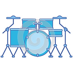 Isolated colored drum set musical instrument icon Vector