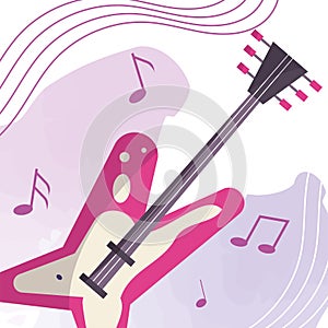 Isolated colored electric guitar musical instrument Vector