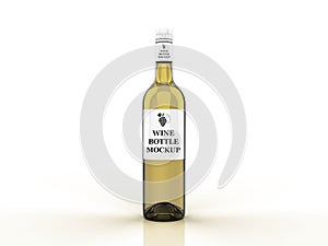 Isolated colored glass wine bottle on white background mockup.