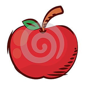 Isolated colored hand drawn apple icon Vector