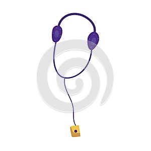 Isolated colored headphones sketch icon Vector