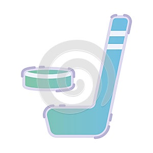 Isolated colored hockey stick and puck icon Vector