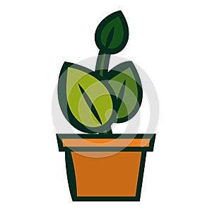 Isolated colored indoor plant icon Vector photo