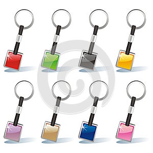 Isolated colored key chain set