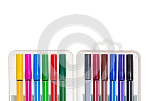 Isolated colored markers in the package