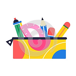 Isolated colored pencilcase icon School supply flat design Vector