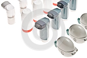 Isolated Colored plastic inhalers