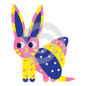 Isolated colored rabbit alebrije icon Vector