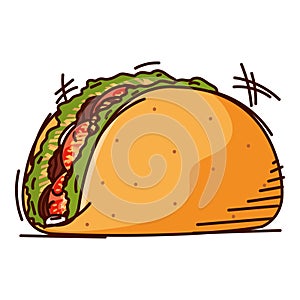 Isolated colored retro taco sketch image Vector