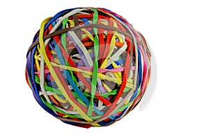 Isolated colored rubberband ball macro photo