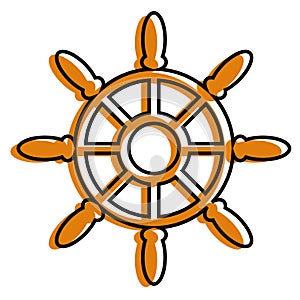 Isolated colored sketch of a ship rudder icon Vector