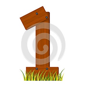 Isolated colored wooden number 1 Typography Vector