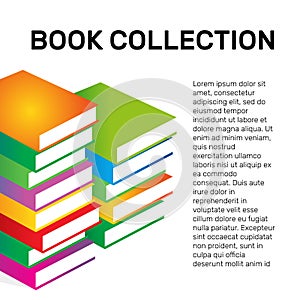 Isolated colorful books collection vector logo. School logotype.