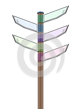 Isolated colorful direction signpost