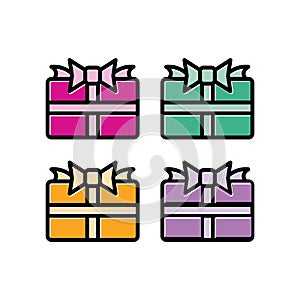 isolated colorful gift box icon set