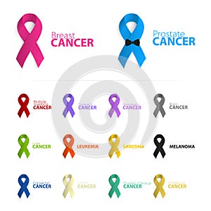 Isolated colorful ribbon logo set on the white background. Against cancer logotype. Stop prostate disease symbol