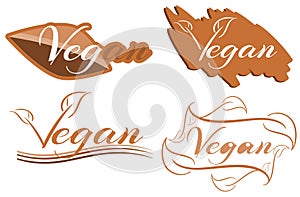 Isolated colorful set of vegan label