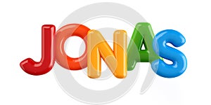 Isolated colorfull 3d Kid Name balloon font Jonas