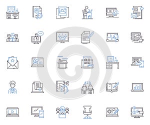 Isolated commerce line icons collection. Remote, Secluded, Disconnected, Autonomy, Solitude, Individuality, Alness