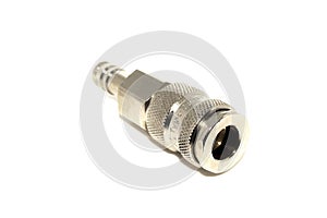 Isolated compressed air connection plug on white background