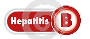 Isolated concept Hepatitis B text. Red background