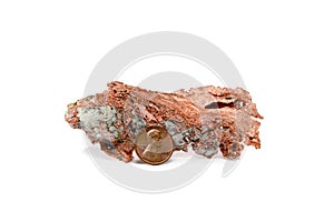 Isolated Copper Nugget and Copper Penny