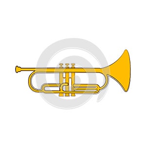 Isolated cornet sketch. Musical instrument