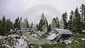 An isolated cottage Triglav National Park, Slovenia photo