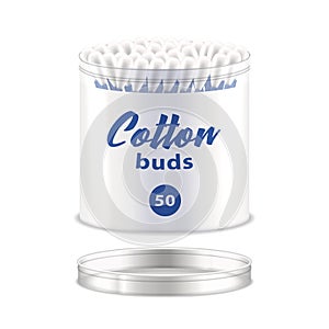 Isolated cotton swab or bud pack.Realistic package