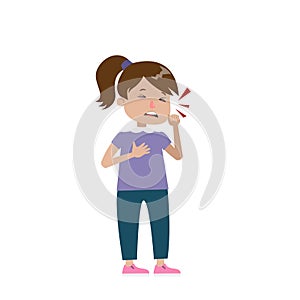 Isolated coughing girl.