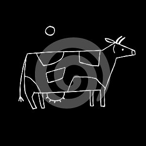 Isolated Cow on black Background