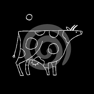 Isolated Cow on black Background