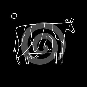 Isolated Cow on black Background