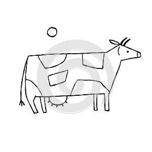 Isolated Cow on White Background