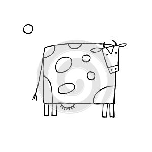 Isolated Cow on White Background