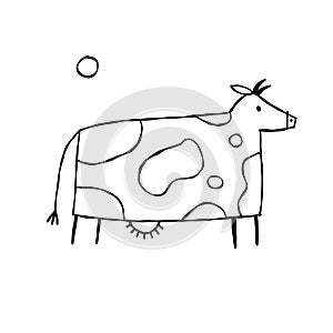 Isolated Cow on White Background