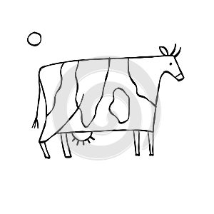 Isolated Cow on White Background