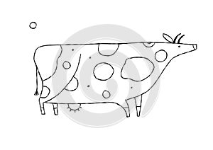 Isolated Cow on White Background