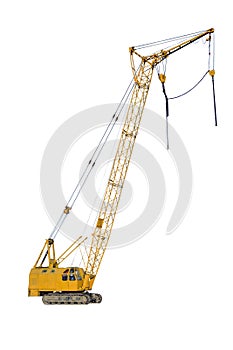 Isolated crane, tractor on the construction site.